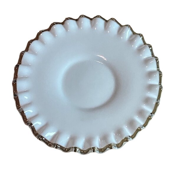 Vintage Fenton‎ Silver Crest Mayonnaise 2 Piece Set Milk Glass Scalloped Edges - Picture 8 of 9